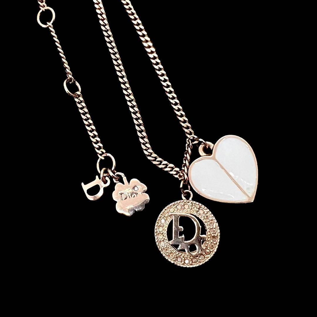 Christian Dior クリスチャン ディオール ネックレス トロッター ハート クローバー ゴールド ラインストーン ロゴ