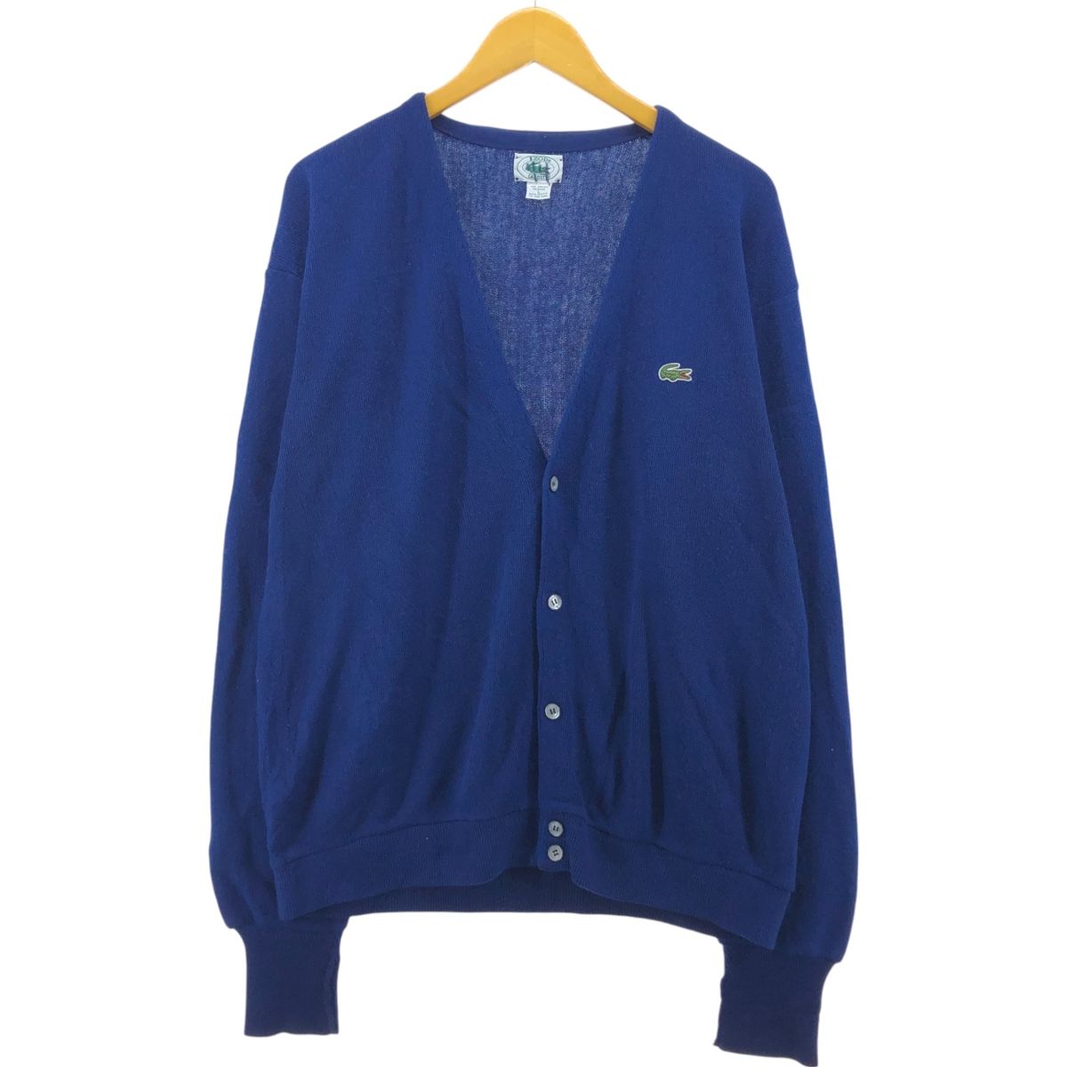 古着 ラコステ LACOSTE IZOD アクリルニットカーディガン USA製 メンズL相当/evb004908