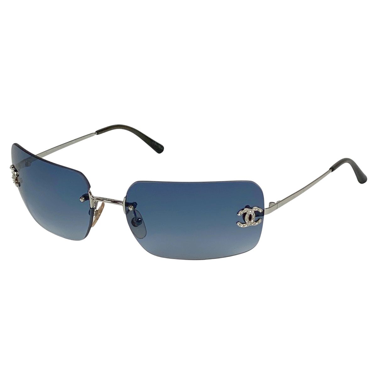 シャネル CHANEL ココマーク サングラス グラデーション アイウェア ラインストーン サングラス メタル ブルー 4017-D レディース