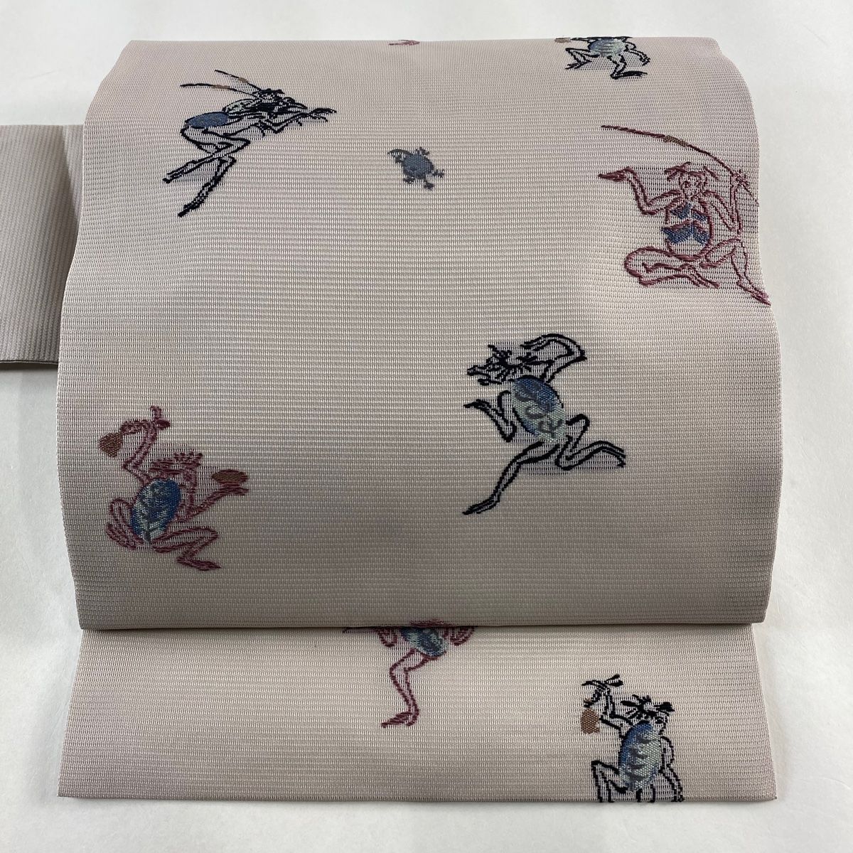名古屋帯 夏帯 絽 河童 灰紫 正絹
