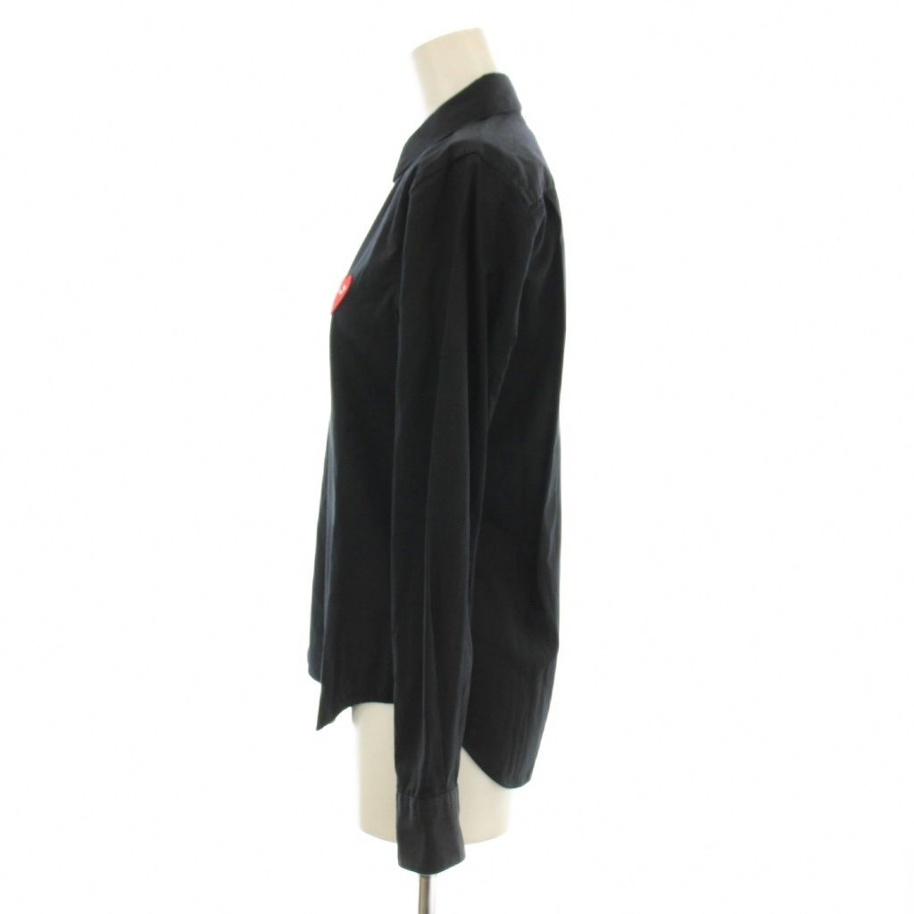 プレイコムデギャルソン PLAY COMME des GARCONS AD2020 シャツ 長袖 ハート ワッペン コットン S 黒 ブラック AZ-B001 |KU
