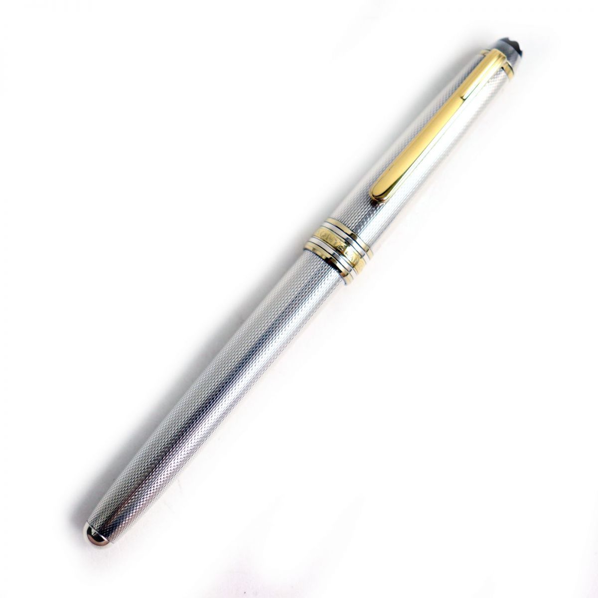 ドンドン見直し ◆MONTBLANC モンブラン マイスターシュテュック ソリテール SV925 ホワイトスター ペン先18K Mニブ 万年筆 銀×金 独製 総重量28.64g