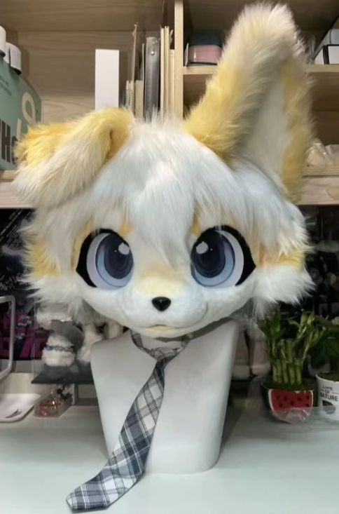 ファースーツ 着ぐるみセット 犬 黄色 ケモノ 全頭ヘッド ぬいぐるみ コスプレ ☆ファースーツ 着ぐるみセット NO.301 犬 黄色 垂れ耳 ケモノ ファー