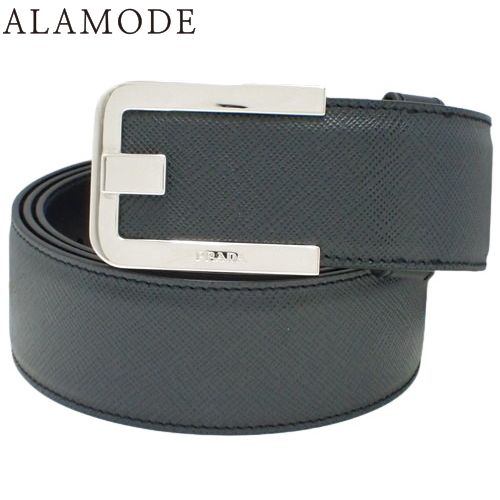 PRADA(プラダ) ベルト アパレル ファッション小物 ピンバックル 38/95 サフィアーノレザー ネイビー紺 シルバー金具 2CM105 メンズ 40802111978【中古】【アラモード】
