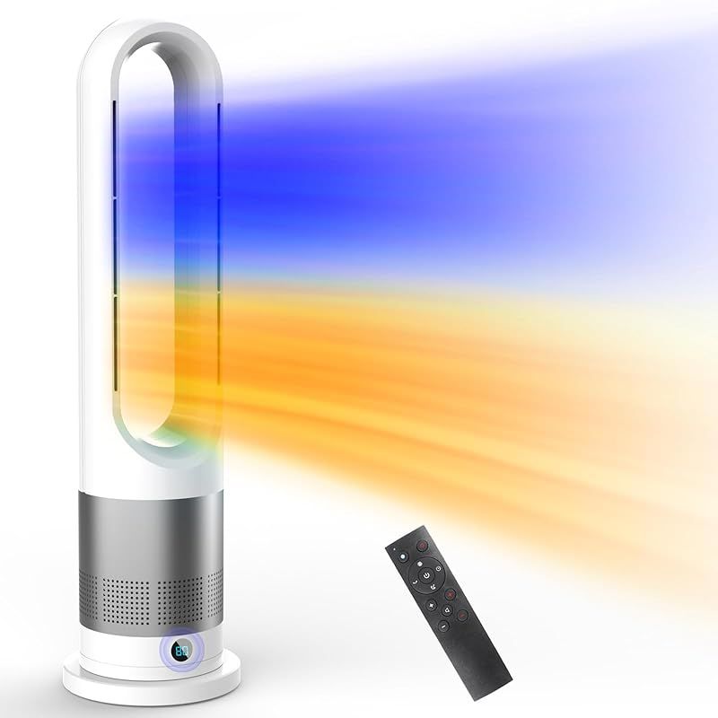 2024冷暖兼用 羽根なし】セラミックヒーター 羽なし タワーファン