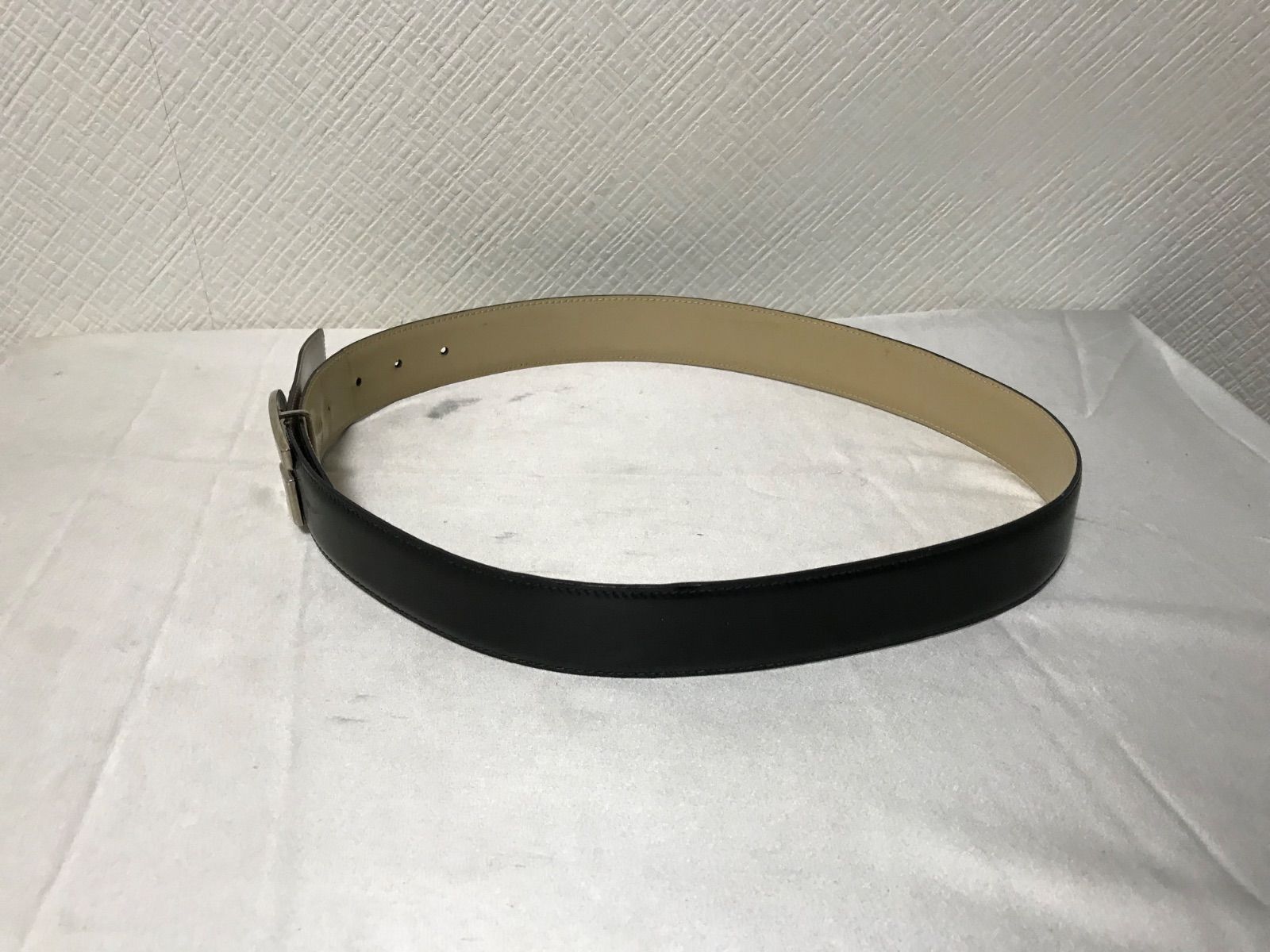 本物グッチGUCCI本革レザーロゴG金具バックルベルトスーツ旅行トラベルメンズアメカジミリタリーサーフ黒ブラック75イタリア製
