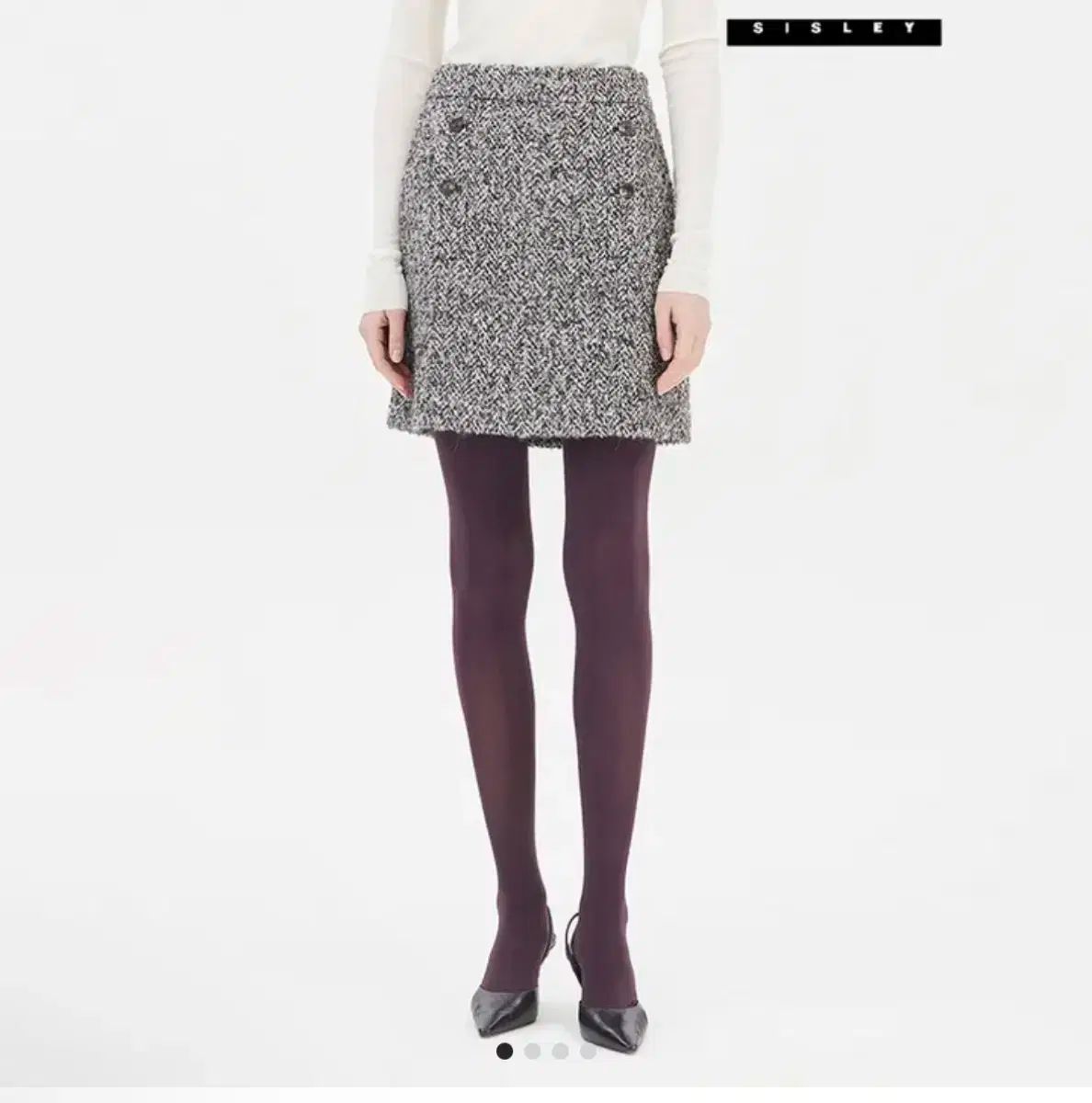 シスレー ツイード ミニスカート ヘリンボーン