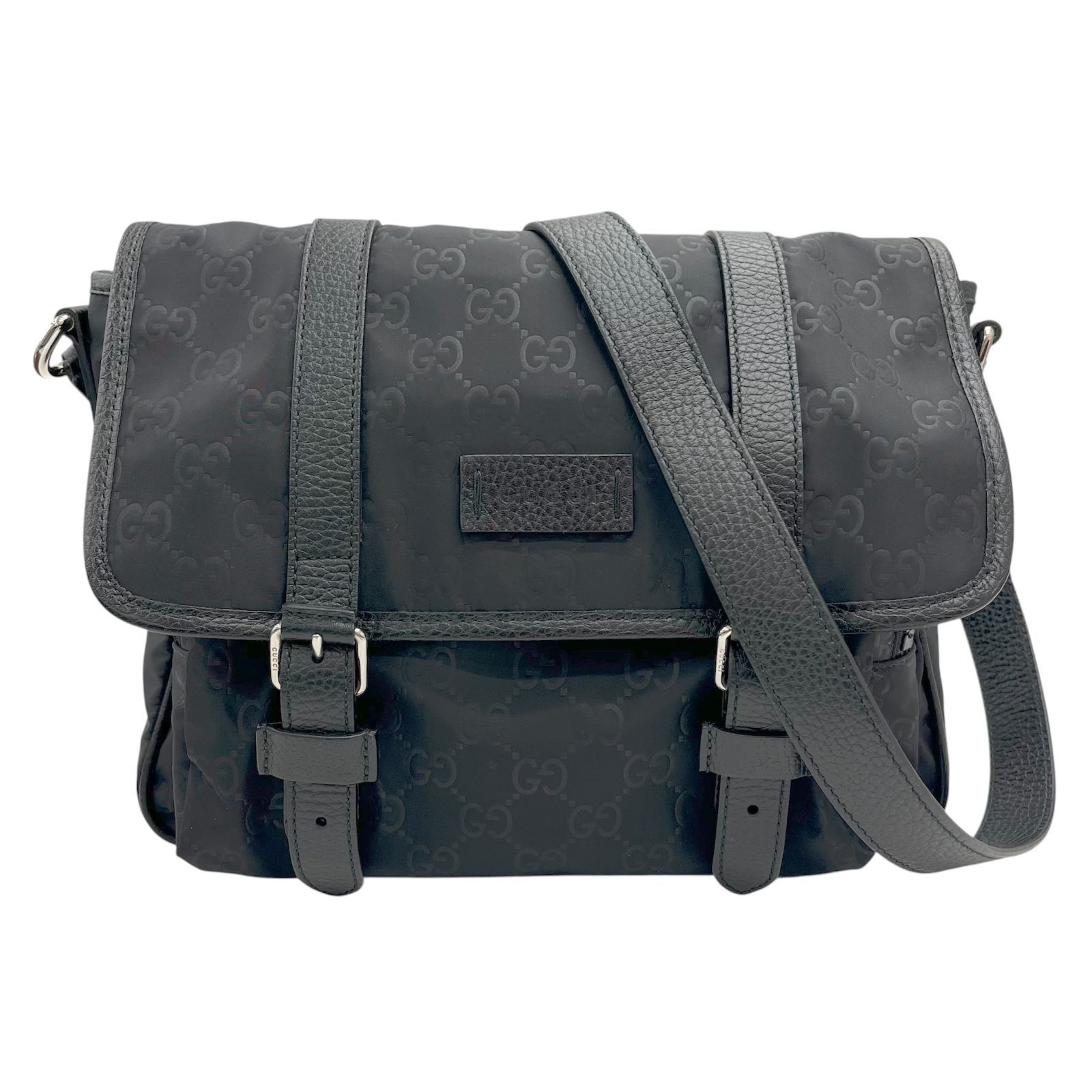 GUCCI グッチ GG柄 ショルダーバッグ 510335 ナイロン レザー ブラック 