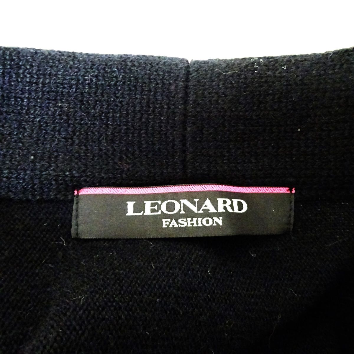 LEONARD(レオナール) カーディガン サイズ40 M レディース - 黒×ピンク 