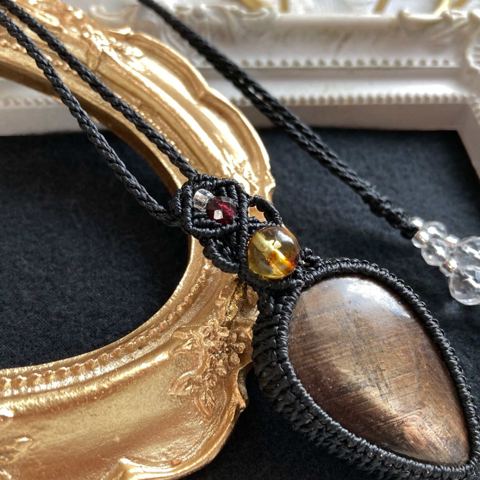 マクラメ編みネックレス 金属アレルギー対応