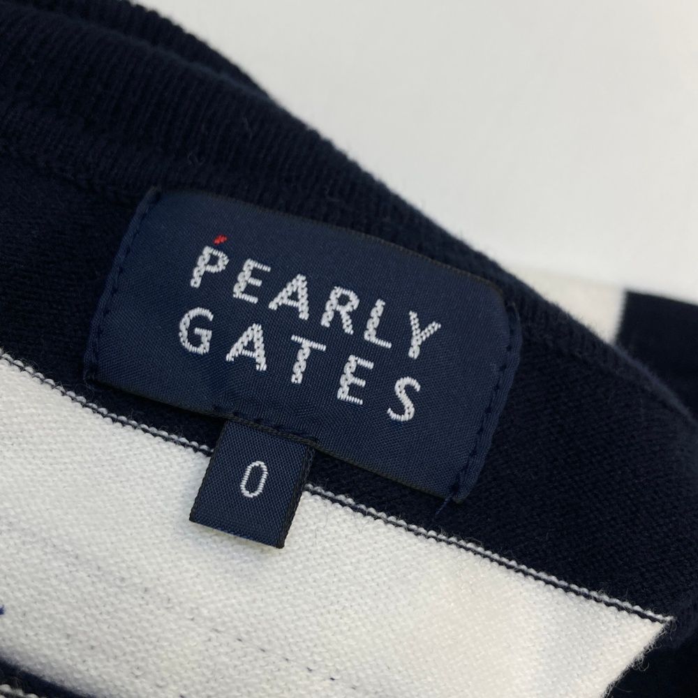 サイズ：0 PEARLY GATES パーリーゲイツ  タートルネック 長袖ニットセーター ボーダー柄 ホワイト系 [240101470802] ゴルフウェア レディース ストスト サイズ：0 PEARLY GATES パーリーゲイツ タートルネック 長袖