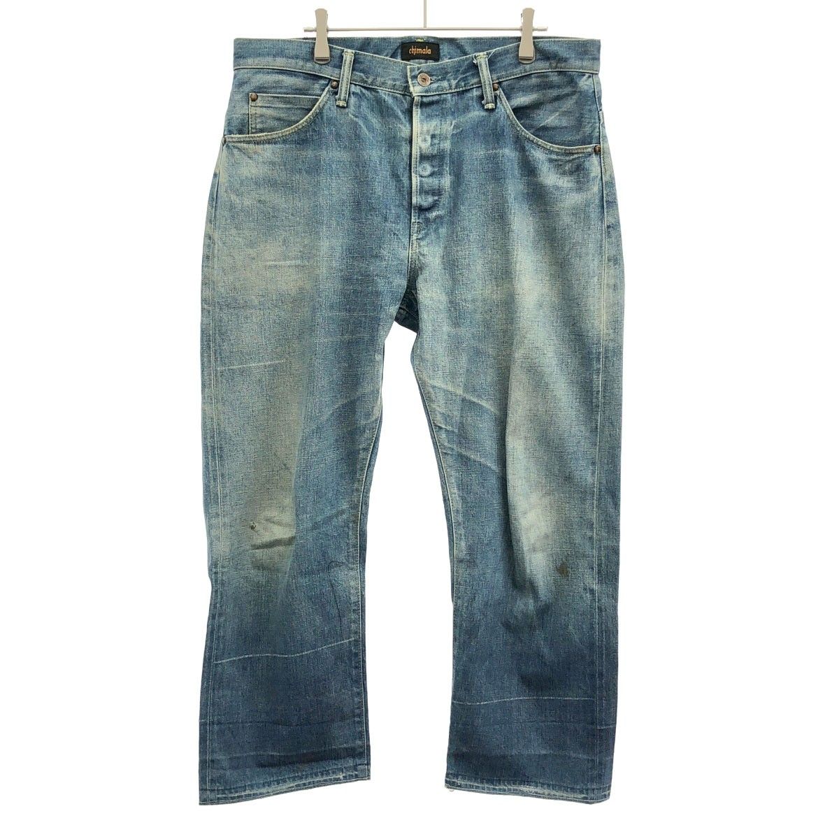 chimala チマラ 13.5OZ BROWN COTTON NEP SELVEDGE DENIM VINTAGE BAGGY CUT ヴィンテージ加工デニムパンツ CS19-WP03A ライトインディゴ 28