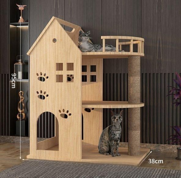 猫小屋猫別荘木一体猫の家柱猫城登り室内家庭用LFY07人気急上昇