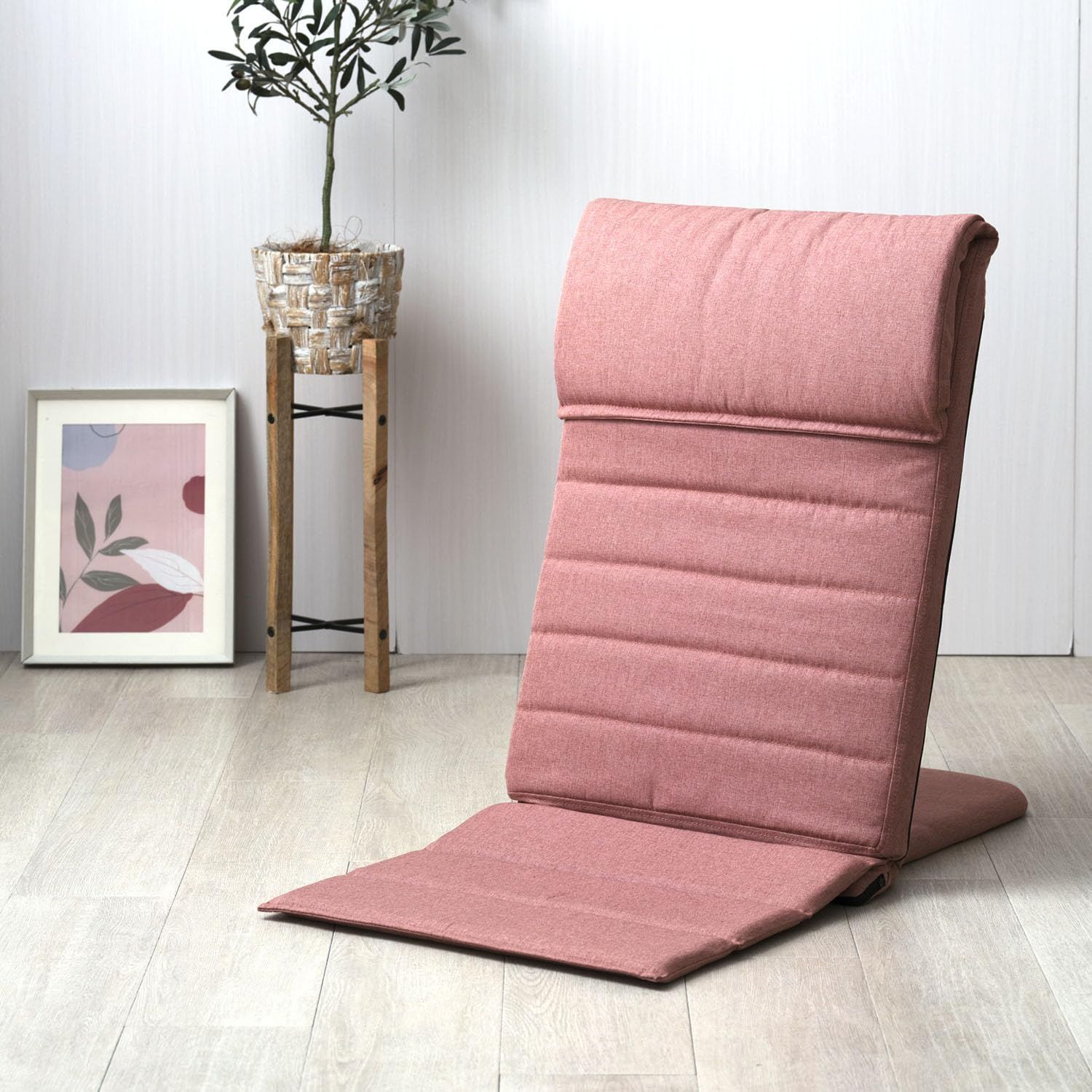【数量限定】折りたたみ収納可 軽量 転倒防止ストッパー 頭まで支えるハイバック ベッド上 14段階リクライニング 背もたれ 読書 コンパクト ゲーミング 薄型 座椅子 ピンク スリム いつでも