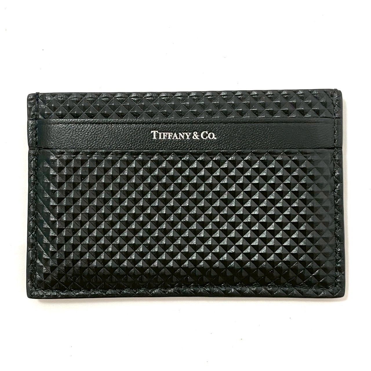 【新品未使用品】TIFFANY&Co シュリンクレザー カードケース ブラック TIFFANY&Co.】ダイヤモンドポイント カードケース レザー