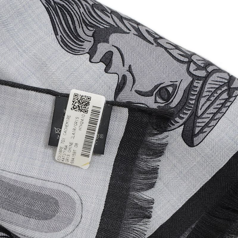 ❤お得なお品❤クリーニング済 カシシル ストール グレー エルメス レザータグ HERMES - 未使用品☆HERMES エルメス レクタングル 63×180 cm