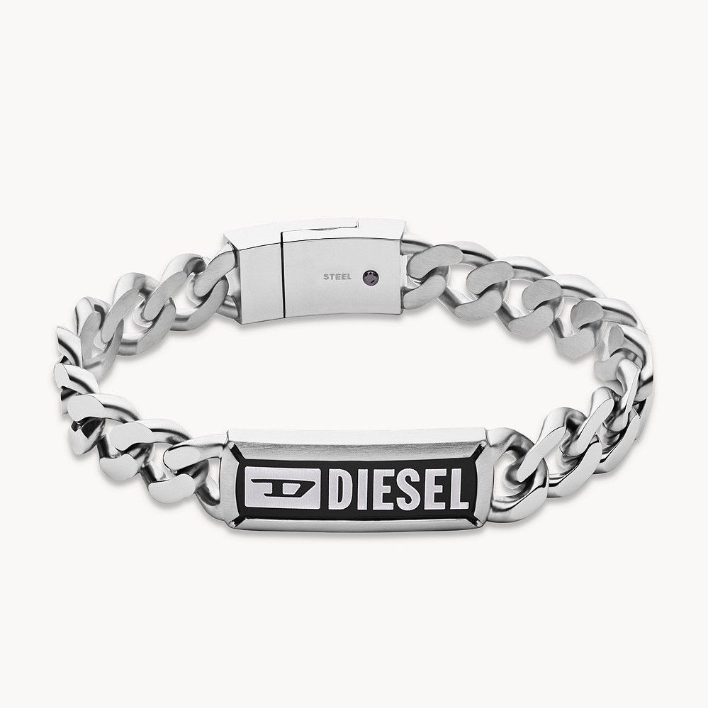 dieselメタルロゴ　Dロゴ DIESEL ディーゼル ロゴ ID プレート ブレスレット DX1243040