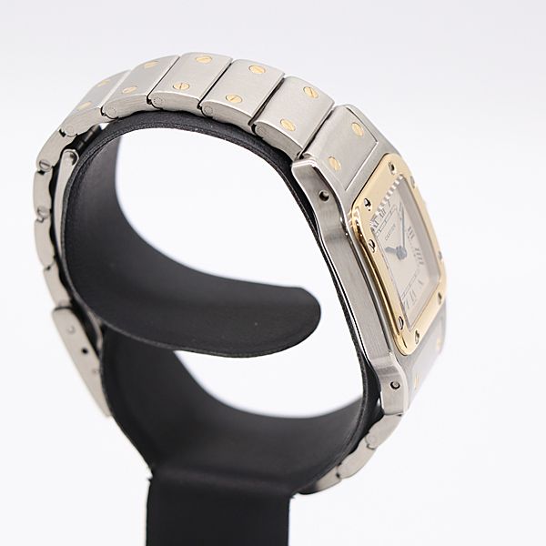 デッドストック級 稼働 カルティエ W20012C4 サントスガルベ SM QZ アイボリー文字盤 レディース腕時計 6108630 10GTT KMR ABC16832