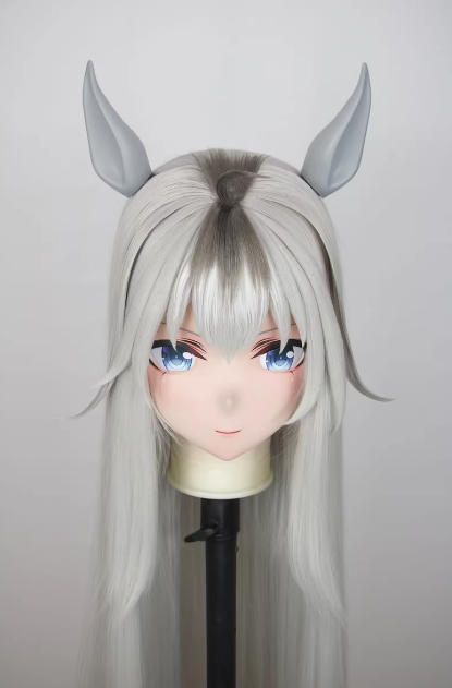 「二次元美少女全頭マスク」カツラ＆ロック付き コスプレ・着ぐるみ用 Amazon.co.jp: Full Head Lockable Kigurumi Doll Maskロック