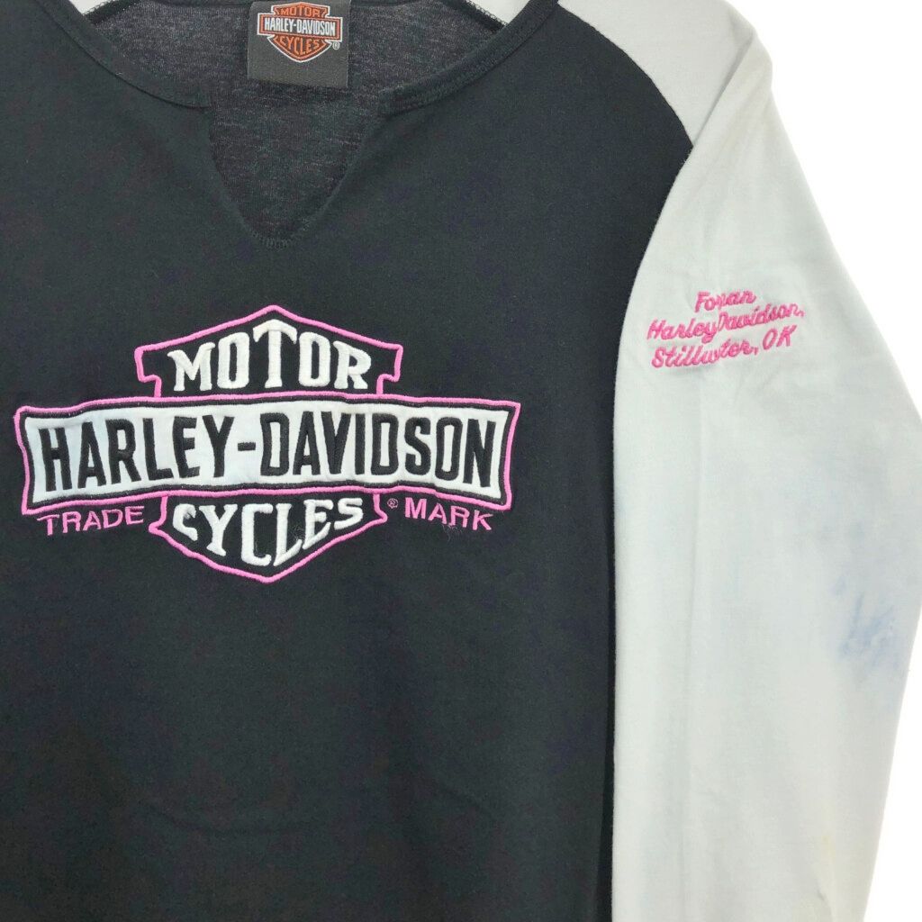 HARLEY DAVIDSON ハーレーダビッドソン 長袖Ｔシャツ モーターサイクル ブラック(レディース M相当)中古 古着 V4537 Harley Davidson - HARLEY DAVIDSON ハーレーダビッドソン 長袖T