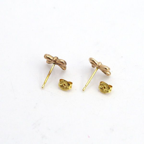 ete ◇K10 ポスト キャッチK18 リボンモチーフ ピアス 両耳用