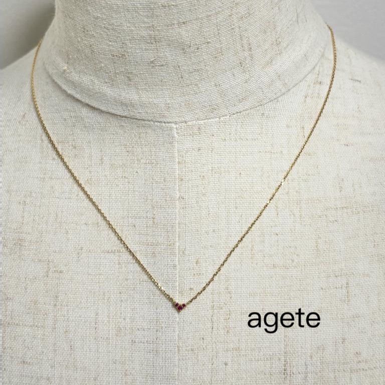 アガット　ハートネックレス ☆agete アガット K18 ネックレス ハート レッド 送料込み