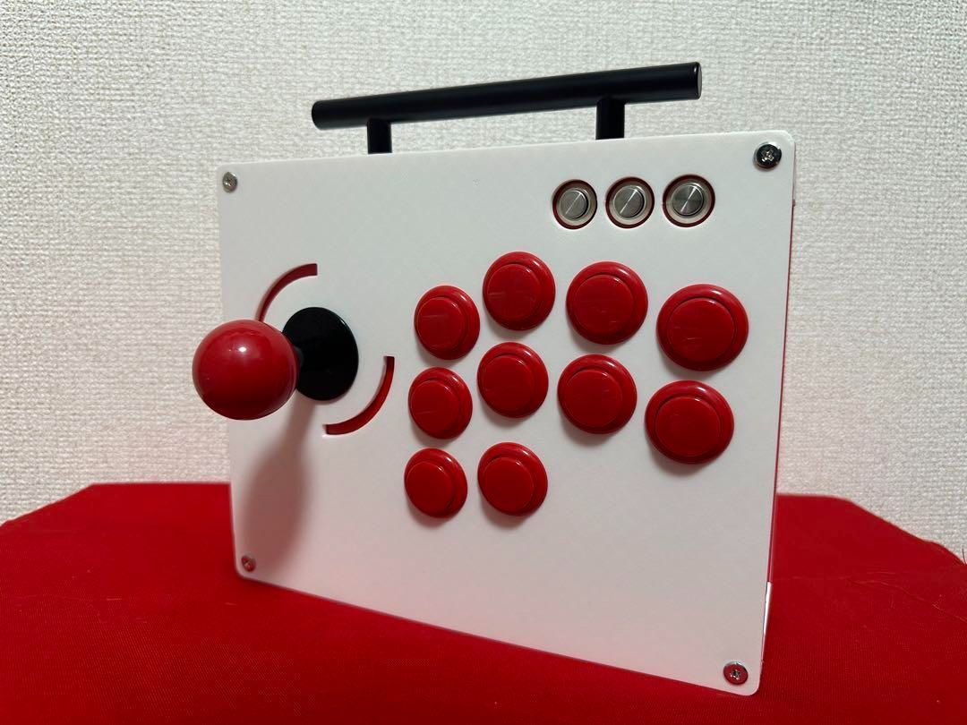 DP-3|レバーモデル ホワイト×レッド アケコン カスタム 三和 増設