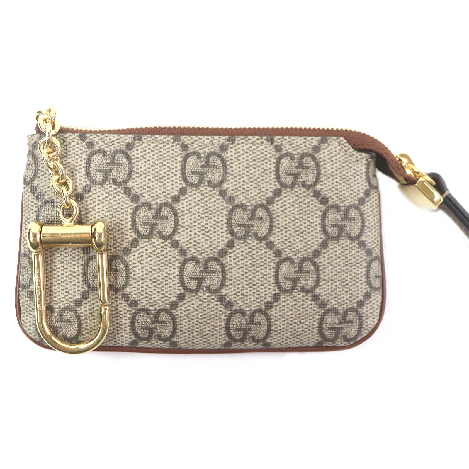 美品□GUCCI グッチ 447964 GGスプリーム ロゴ総柄 レザーパイピング  