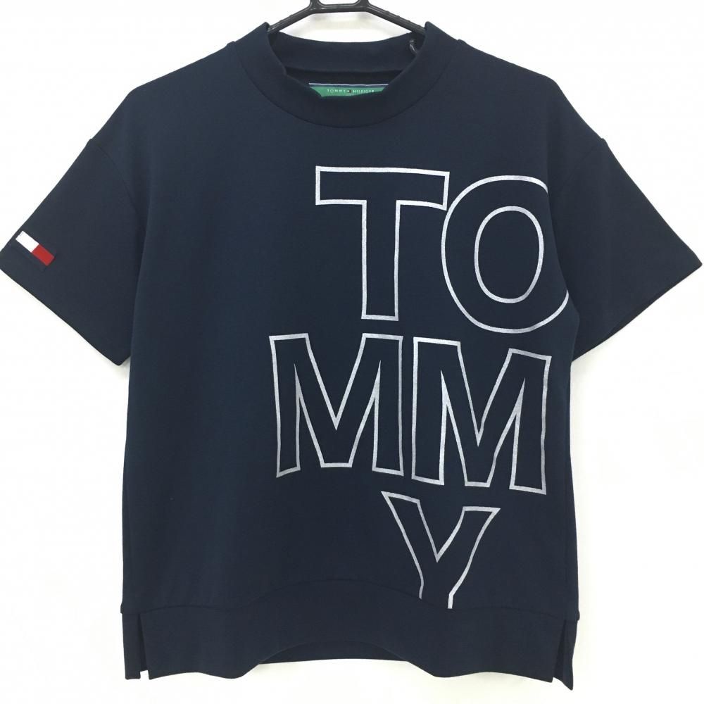 超美品】トミーヒルフィガーゴルフ 半袖ハイネックシャツ ネイビー 