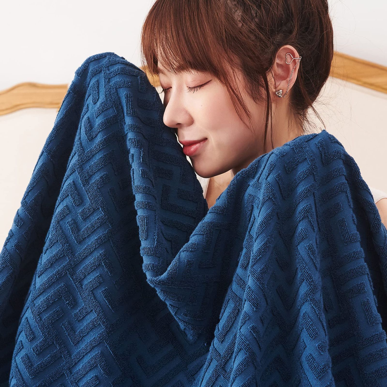 肌掛け 抗菌 軽量 キルトケット 柔らかく肌触り エアーケット 毛玉が出ない おしゃれ オーガニックコットン 毛布 綿 オールシーズン 夏用 ブランケット ソファー用 シングル 丸洗いOK タオルケット 吸湿速乾 ネイビー 140 190c WWW_GEBZETESISAT_COM_TR