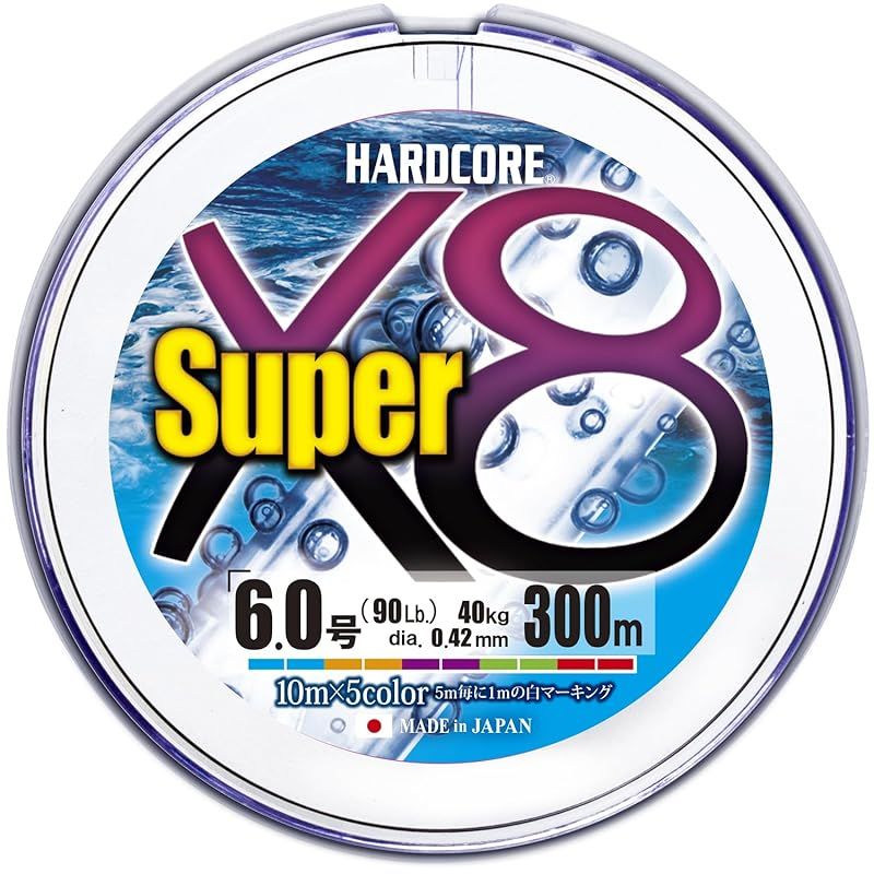 DUEL (デュエル) PEライン 釣り糸 HARDCORE スーパー X8 【 ライン 釣りライン 釣具 高強度 高感度 】 6.0号 300m 5色 H4330-5C