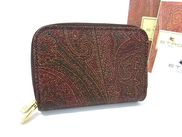 ETRO エトロ PVC ペイズリー柄 コインケース コインパース 小銭入れ カードケース カード入れ ブラウン系 BS0412