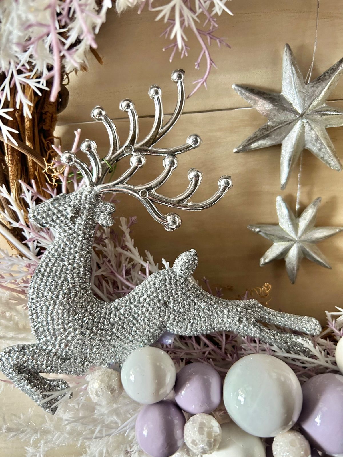 7-141 大きめリース クリスマスリース 三日月リース ハーフ