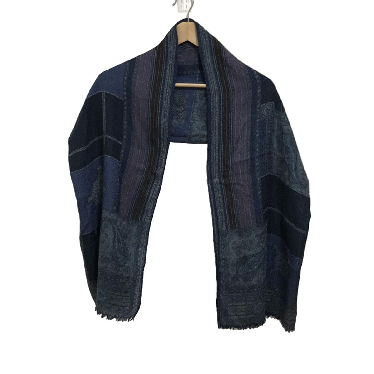 ETRO(エトロ) ストール(ショール)美品 - ネイビー×ブルー×マルチ