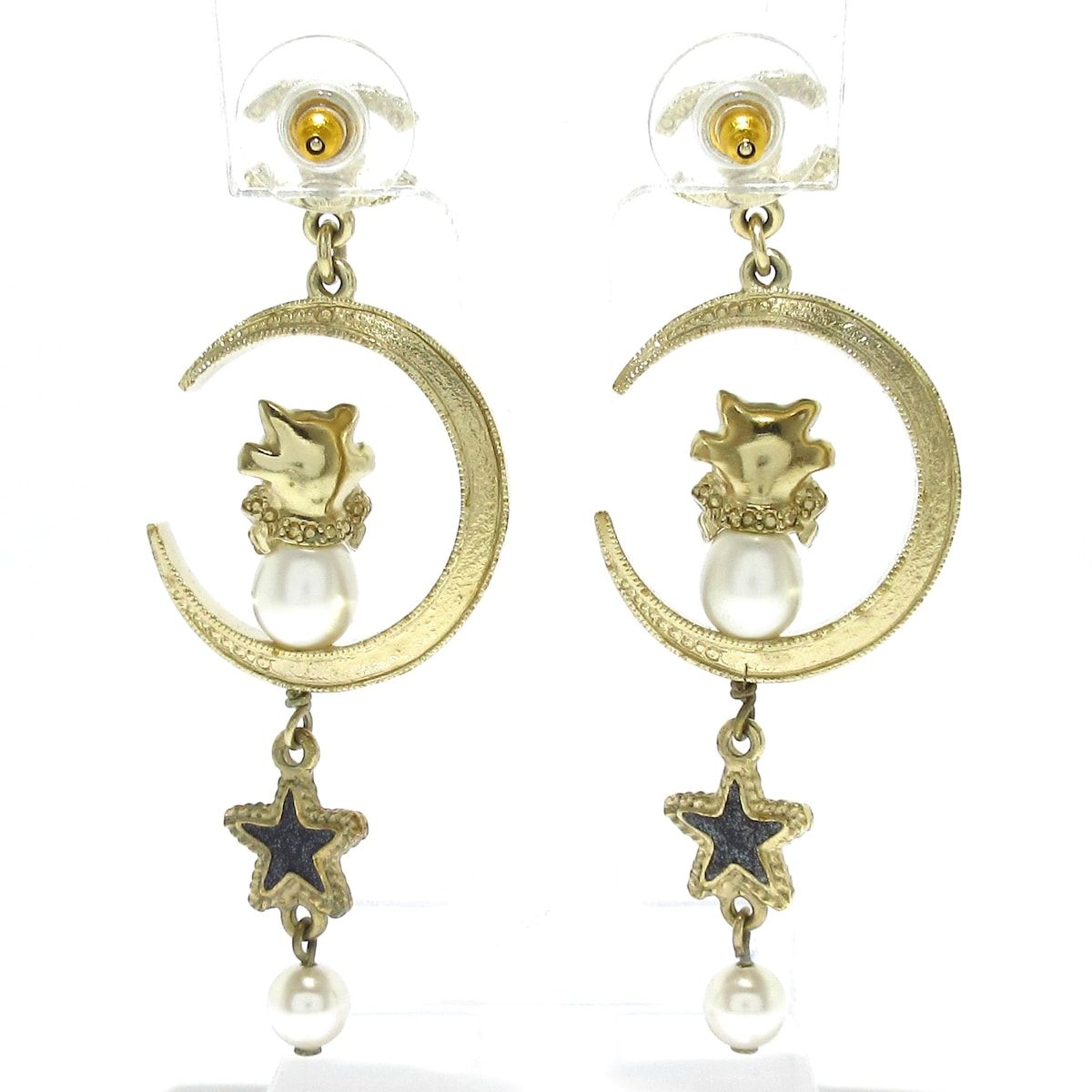 【CHANEL】COCO星スター カラフル マルチカラー ロゴピアス CHANEL(シャネル) ピアス ココマーク ゴールド×アイボリー