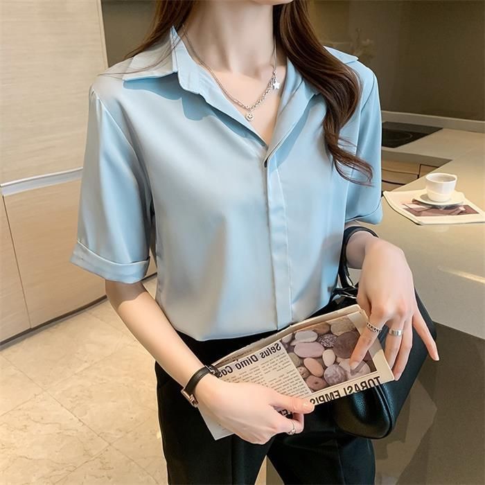 ブラウス レディーストップス 半袖 夏服 無地大人 シフォンブラウス カジュアル ブラウスシャツ エレガント五分スリーブ ビジネス フォーマル オフィス aquagarage ブラウス シャツ トップス シフォンブラウス 七分袖