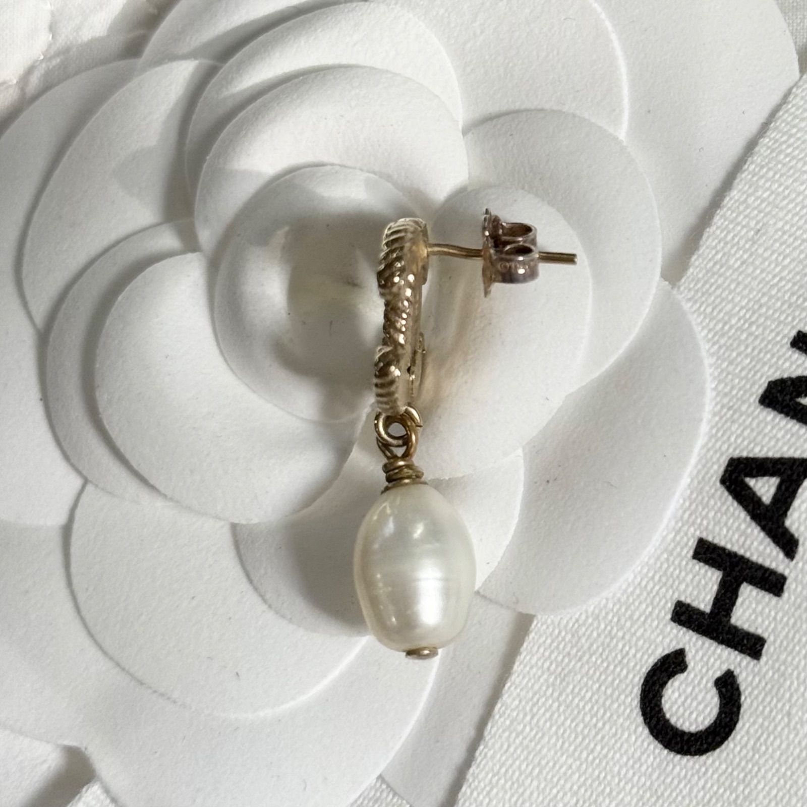 CHANEL シャネル ココマーク チェーン パールピアス 片耳用 ゴールド 