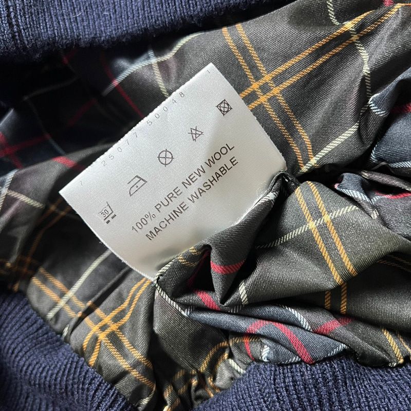 Barbour レザー 切替 ハーフジップ プルオーバー ニット セーター XXL 