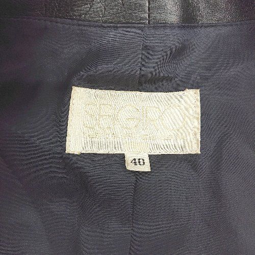 ■ SEIGIRO vintage 羊革 古着 裏地 ボタン シンプル オシャレ カジュアル 長袖 レザーコート サイズ40 ブラック メンズ E