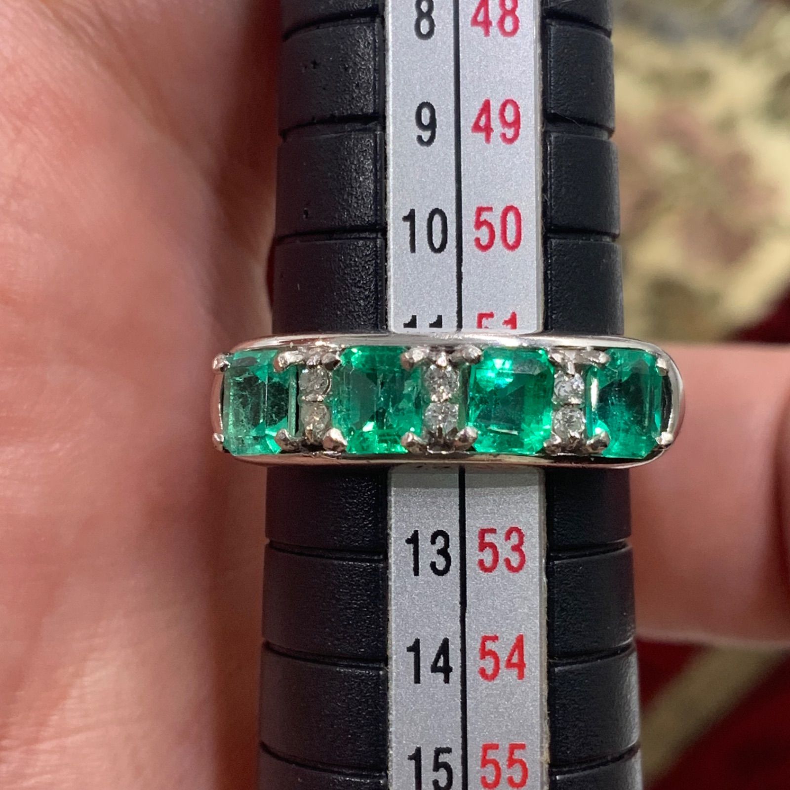 ★【専用】Pt900 エメラルド ダイヤ 12号 E0.39ct Pt900 エメラルドリング 1.12ct ダイヤ 0.06ct 6.4g 約11.5号
