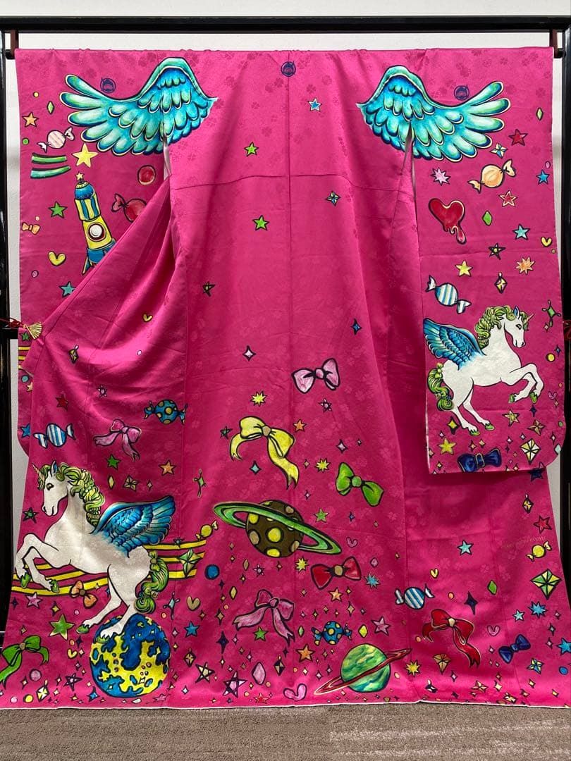 振袖 袋帯セット きゃりーぱみゅぱみゅ 個性的 身丈168cm 撥水加工済