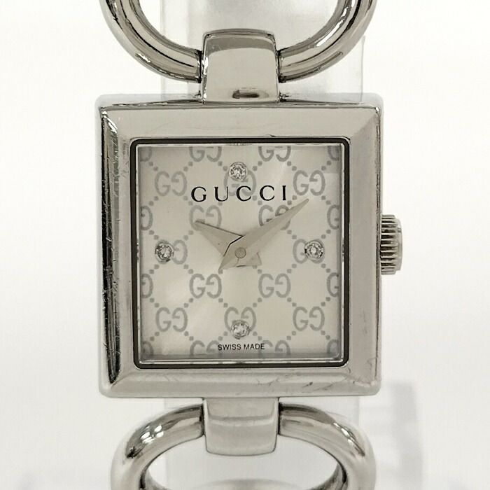 GUCCI トルナヴォーニ 120 ダイヤ4P 動作品 GUCCI グッチ トルナヴォーニ 120 4Pダイヤ シルバー×ブラック