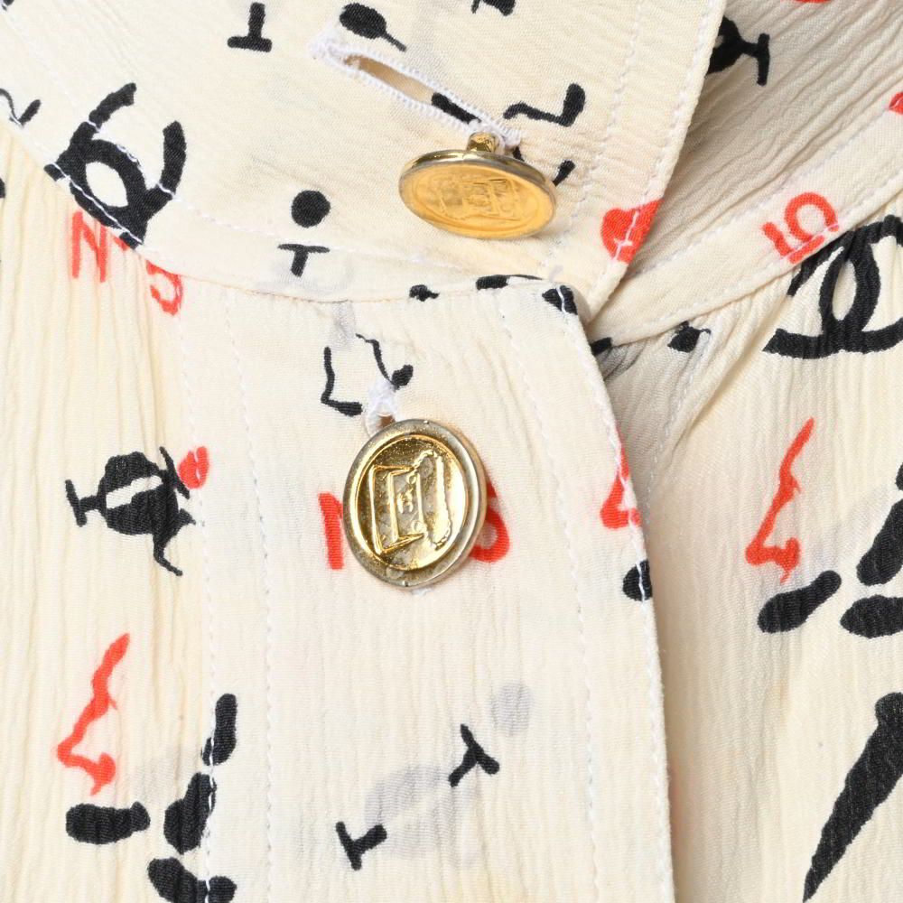 CHANEL ヴィンテージ シルク ココマークプリント 半袖ブラウス