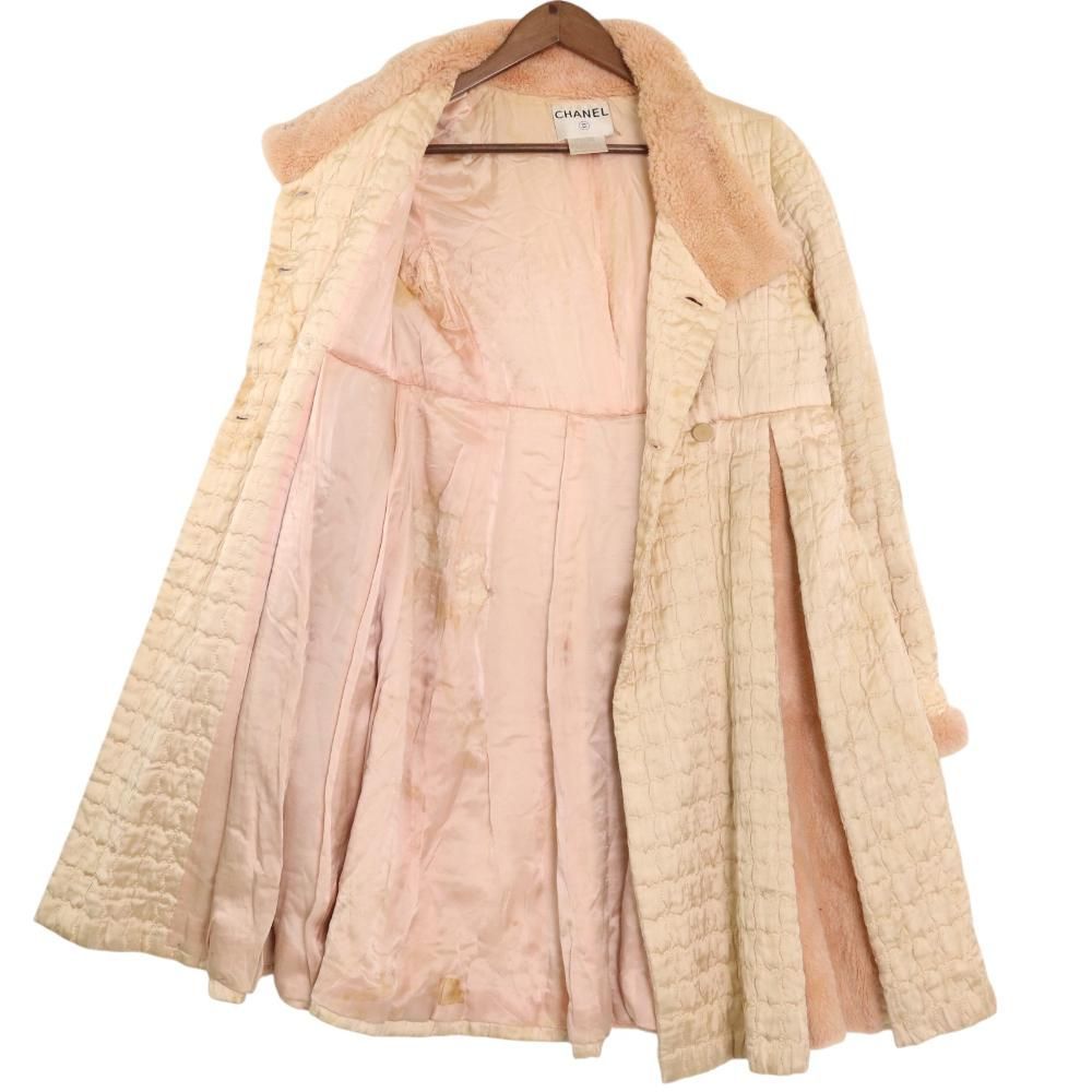 01A シャネル CHANEL キルティング コート ボアカラー ココマーク  