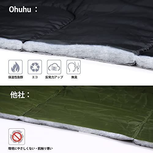 グリーン Ohuhu 寝袋 2人用 封筒型 夏用 冬用 210T防水 シュラフ キャンプ用品 丸洗いok ファミリ 2 in1 連結解体可能 最低使用温度 7℃~20℃ 車中泊 登山 キャンプ 枕2個付き 収納袋付き 220x150cm 黒 緑選択可能 グリーン Ohuhu 寝袋 2人用 封筒型 夏用 冬用 210T防水 シュラフ