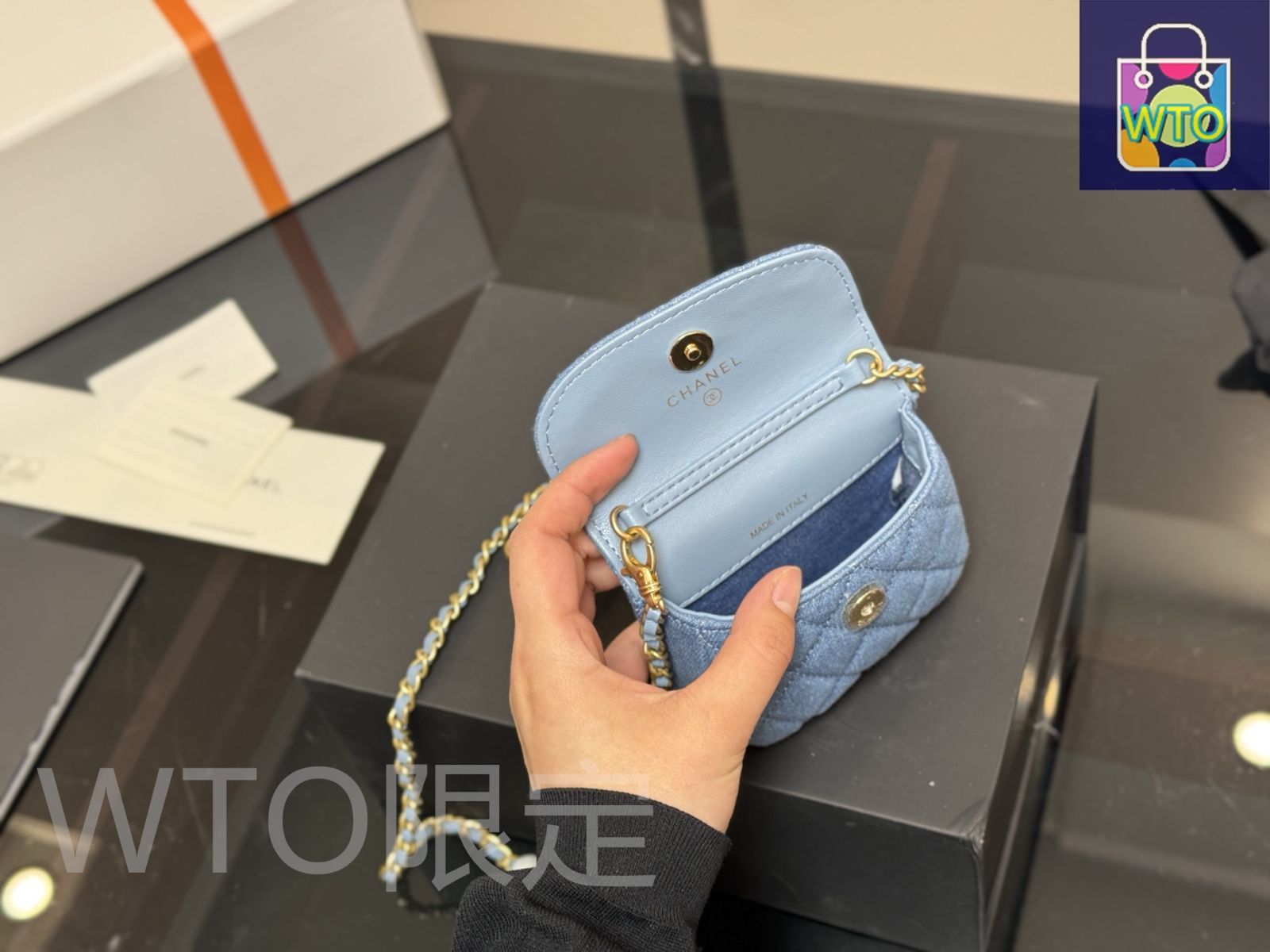CHANEL シャネル ミニショッピングバッグ - ウォッシュドデニム CHANEL シャネル22 ミニ 2021年以降 ハンドバッグ ブルー