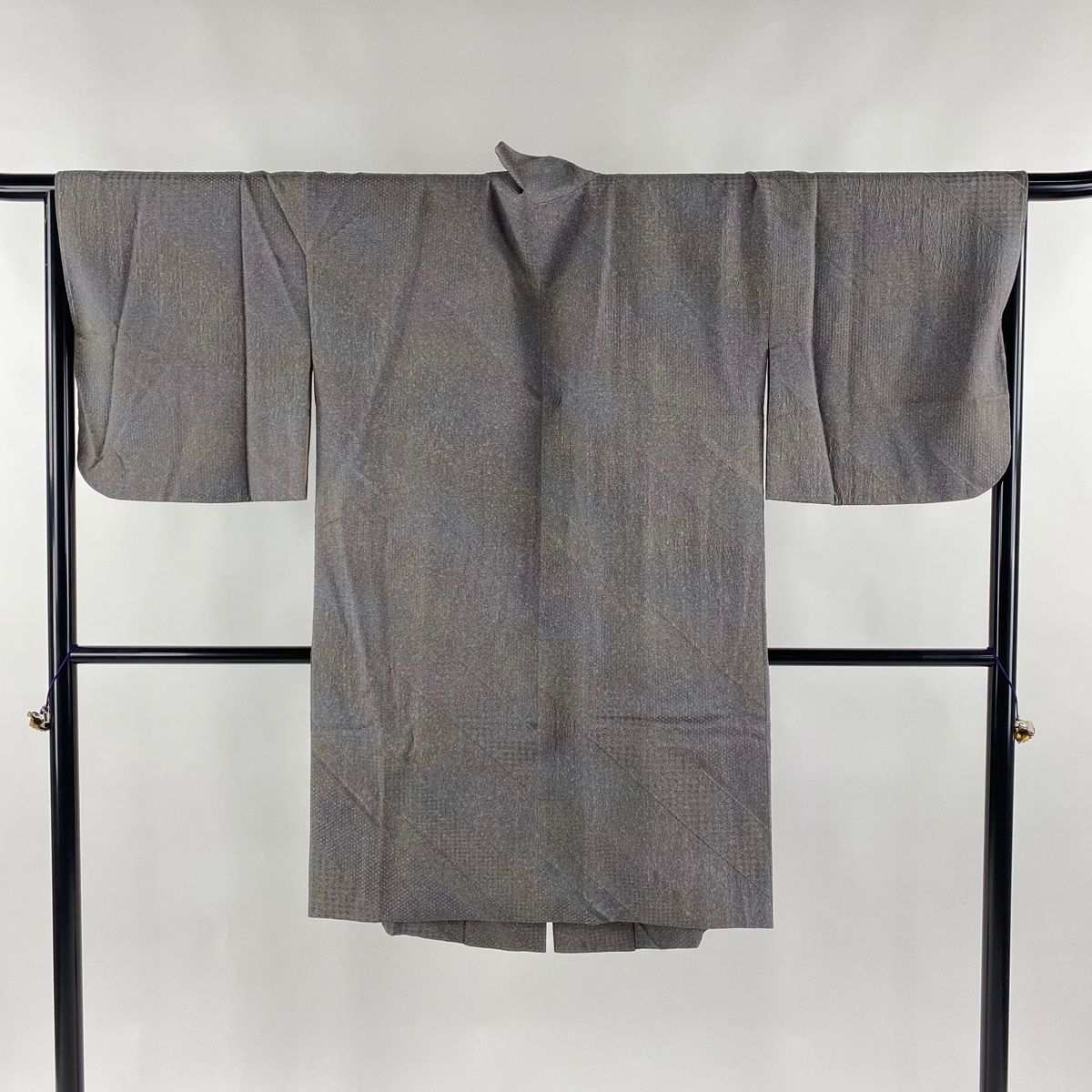 道中着 身丈103cm 裄丈68cm L 和装コート 幾何学模様 ぼかし 灰色 正絹