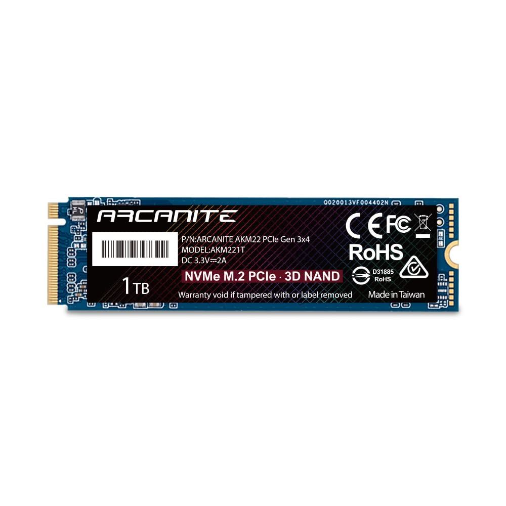 ARCANITE SSD 1TB PCIe Gen 3.0 ×4 NVMe 内蔵M.2 2280