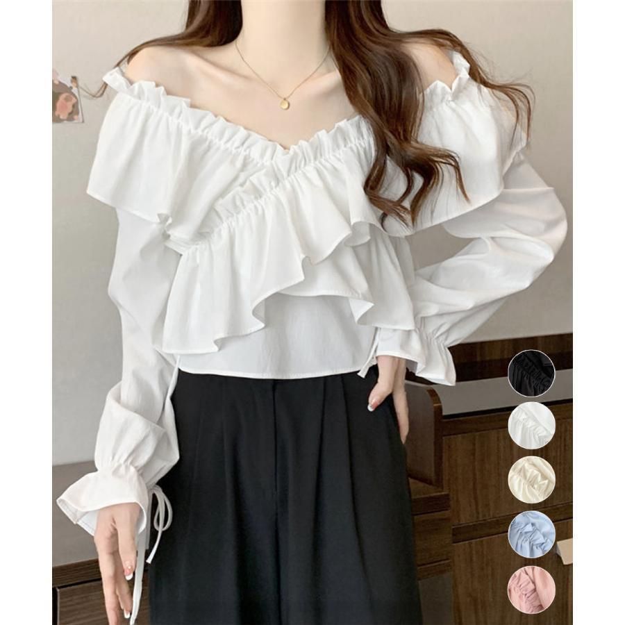 フリルブラウス オフショルブラウス 長袖【ゆうパケット】 miniministore フリルブラウス オフショルブラウス 長袖【ゆう