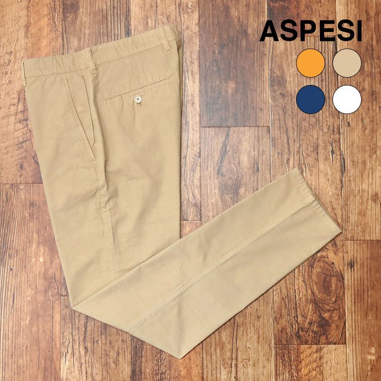 春夏/ASPESI/46サイズ/カジュアル パンツ CP85 RIDER ハリ コシ ガーメントダイ 美脚 ベーシック 新品/白/ホワイト/if114/